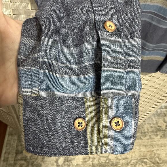 Orvis Active Fit Shirt Men’s L Blue Stripe Long Sleeve Button Down Performance - Picture 6 of 11